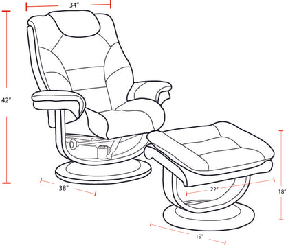 Living Knight - Haze Manual Reclining Swivel Chair and Ottoman