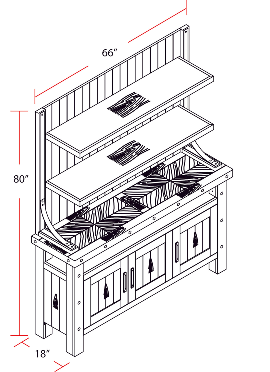 House Lodge Dining 66 In. Buffet with Bar Hutch