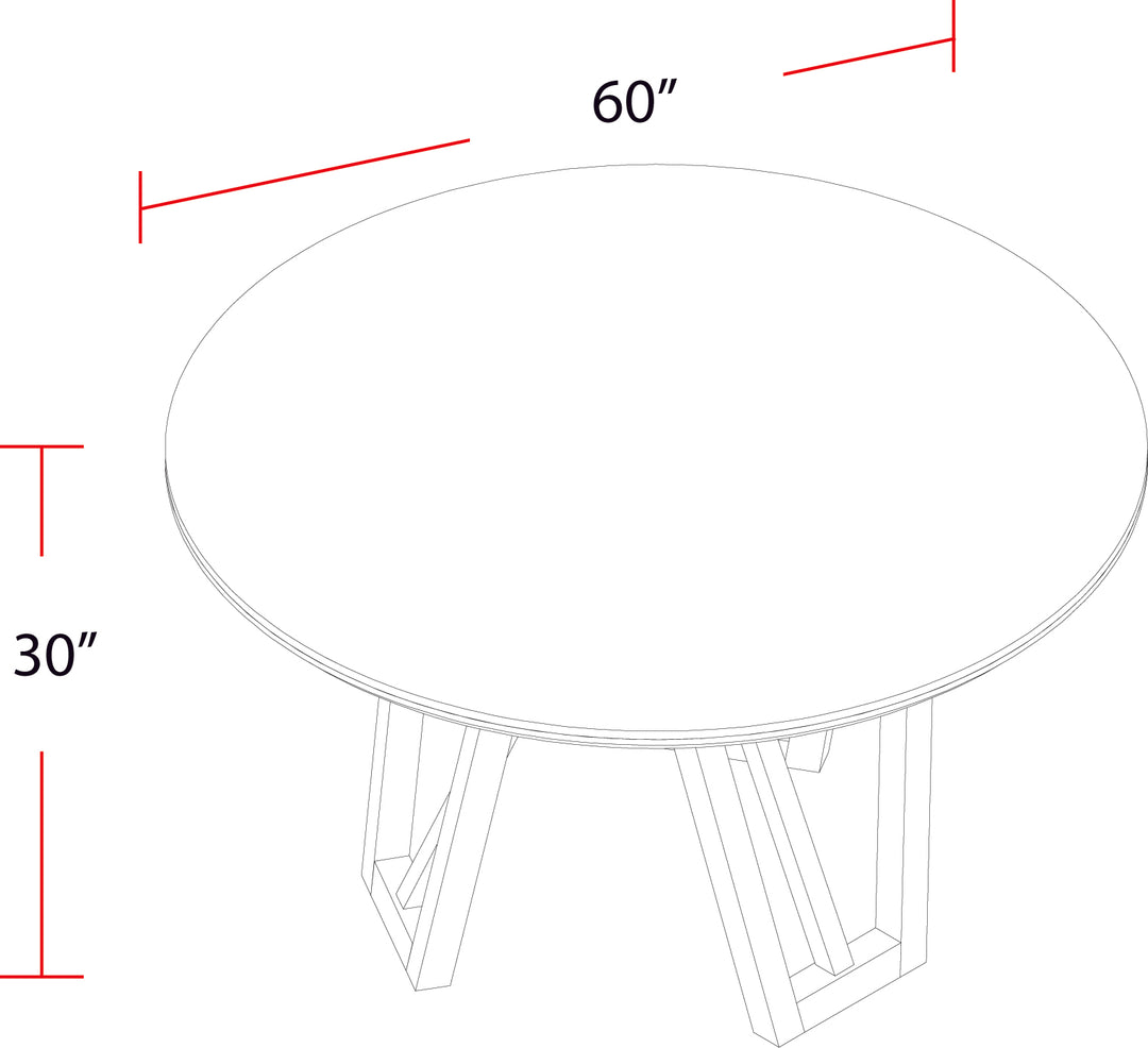 House Pure Modern Dining 60 In. Round Table with Wood Base