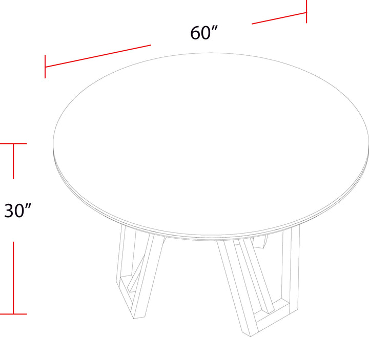 House Pure Modern Dining 60 In. Round Table with Wood Base