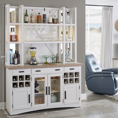 House Americana Modern Dining 66 In. Buffet and Hutch with Quartz Insert