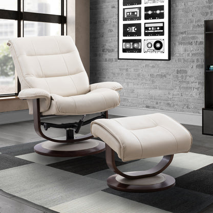 Living Knight - Oyster Manual Reclining Swivel Chair and Ottoman