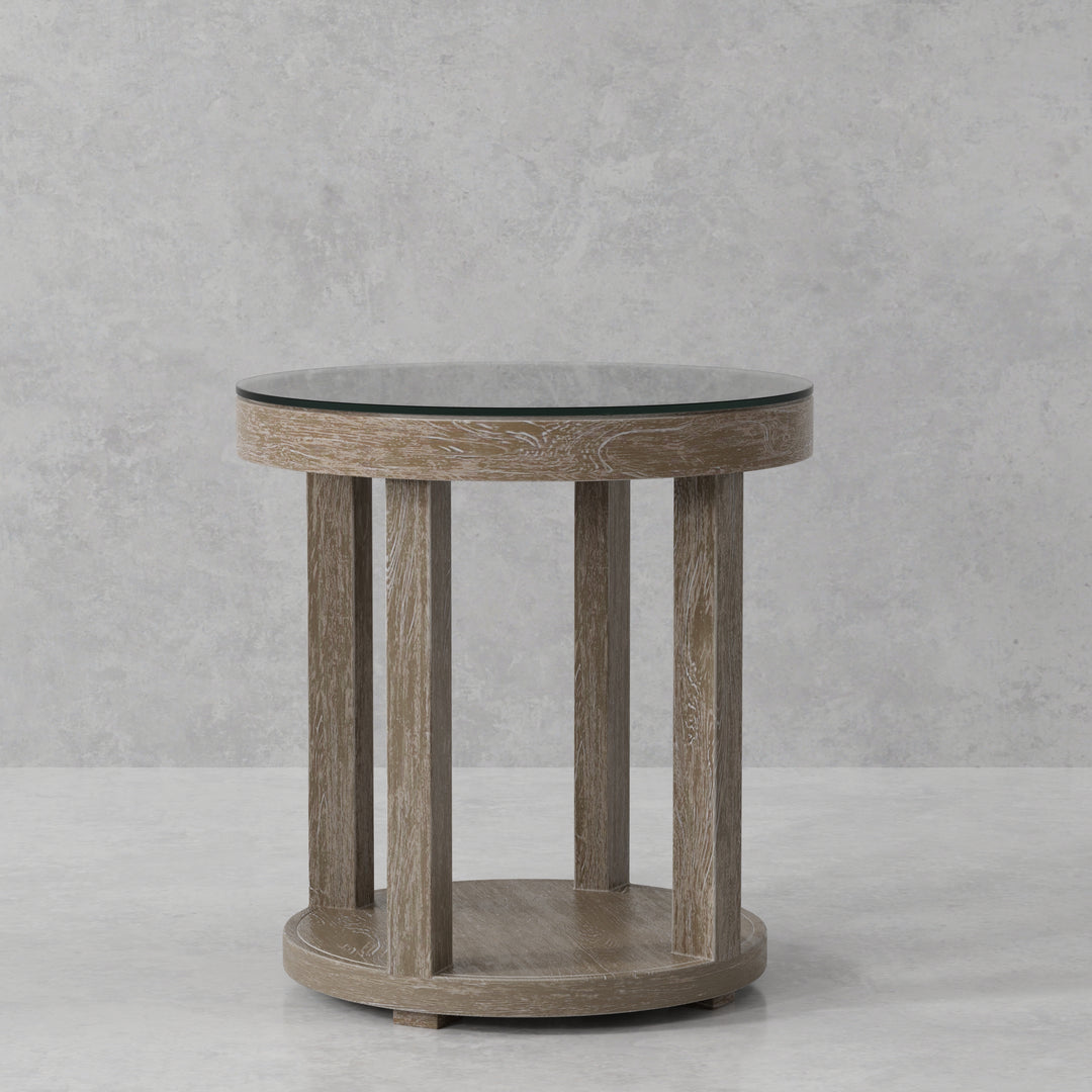 House Crossings Serengeti Round Glass Top End Table