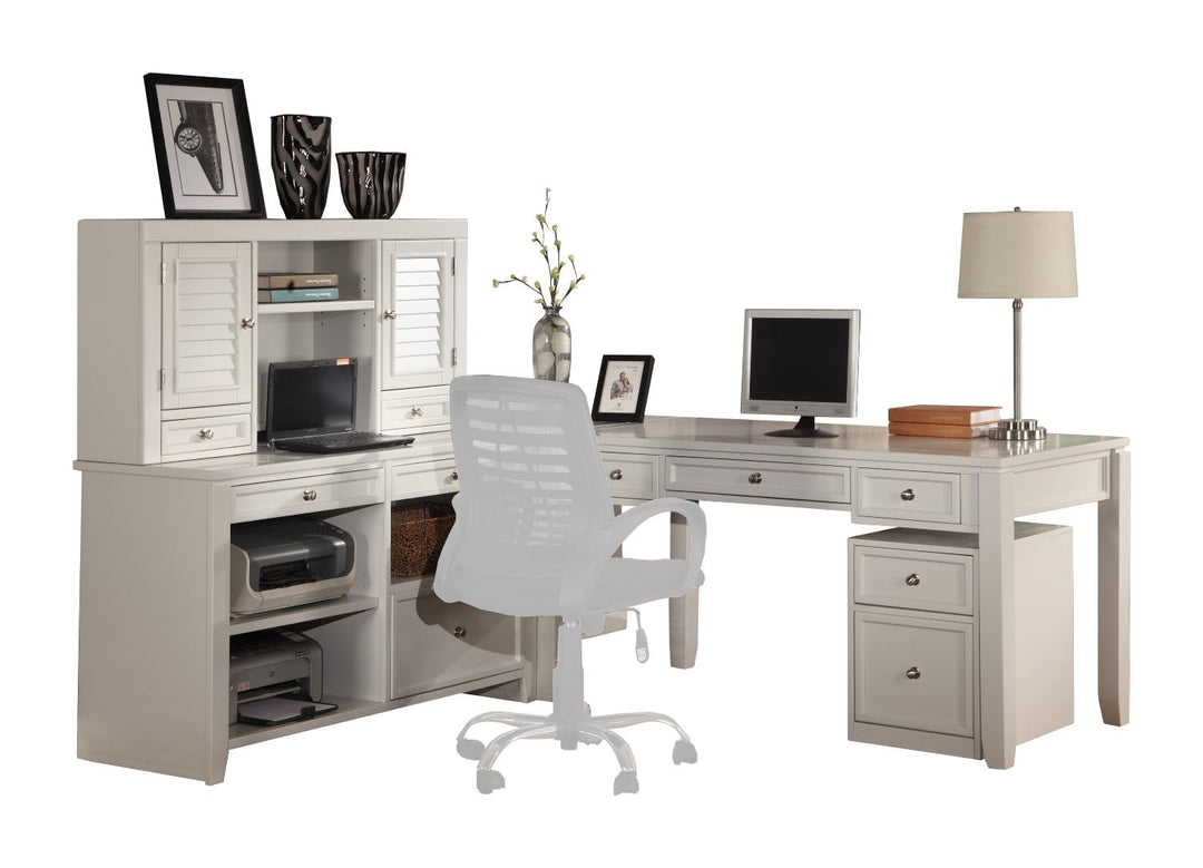 House Boca L Shape Desk with File Credenza and Hutch