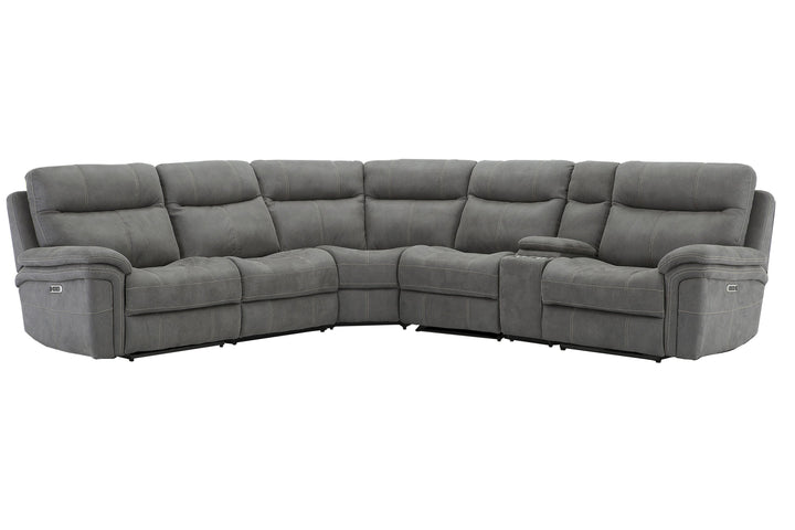 Living Mason - Carbon 6 Piece Modular Power Reclining Sectional with Power Adjustable Headrests