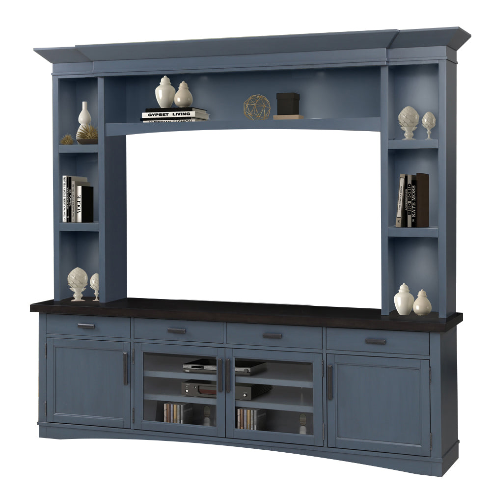 House Americana Modern - Denim 92 In. TV Console with Hutch and LED Lights