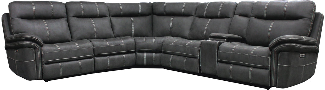 Living Mason - Charcoal 6 Piece Modular Power Reclining Sectional with Power Adjustable Headrests