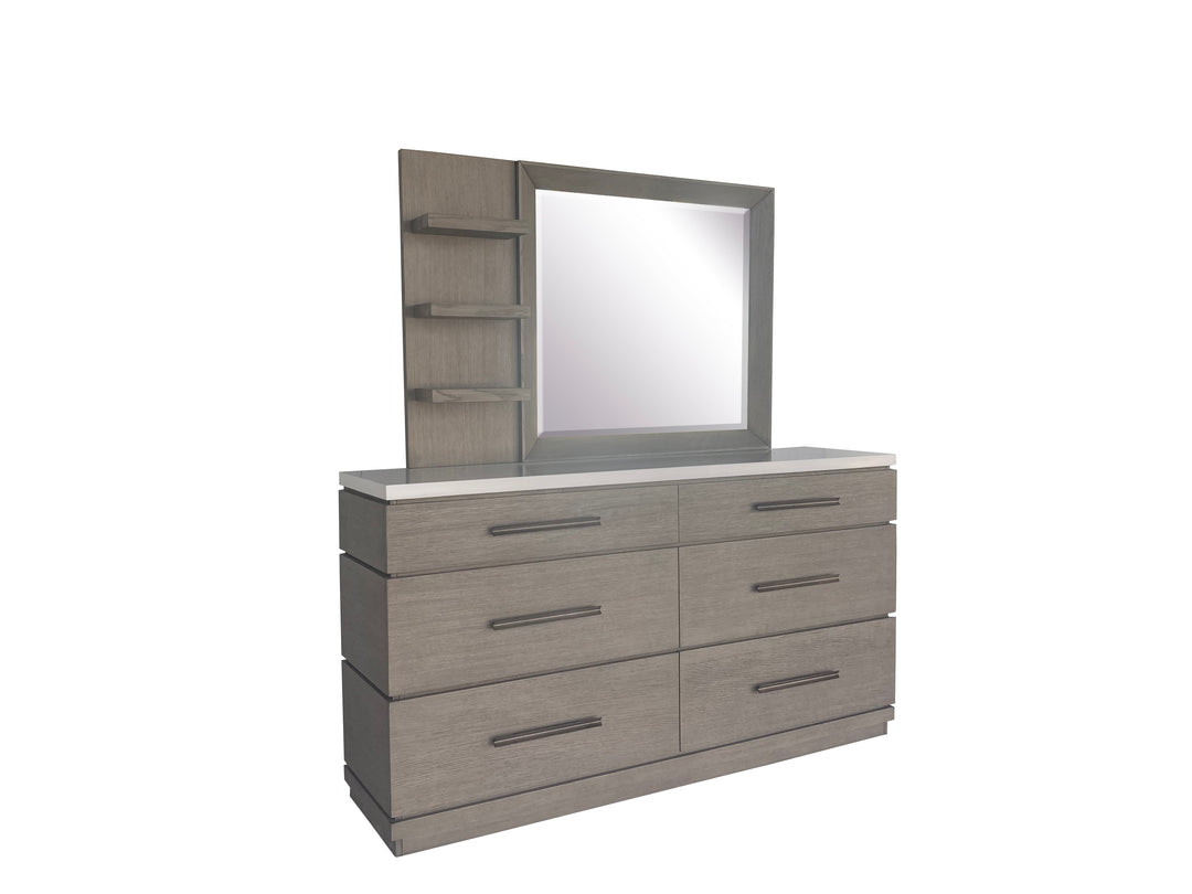 House Pure Modern Bedroom 6 Drawer Dresser and Mirror