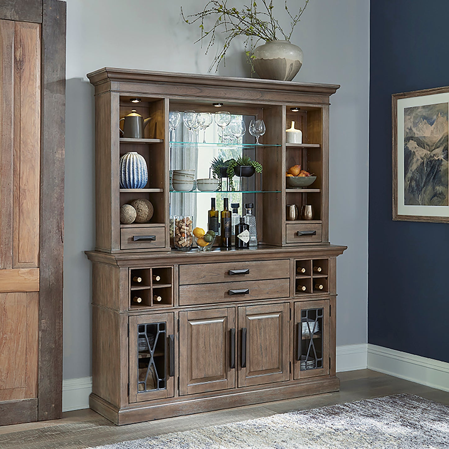 House Sundance - Sandstone 66 In. Buffet and Hutch with Quartz Insert