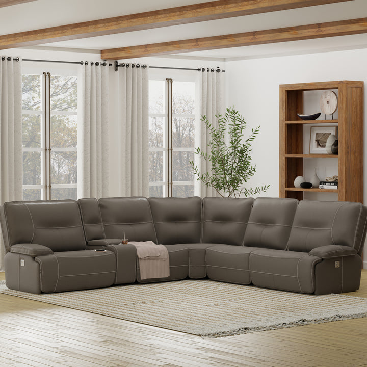 Living Spartacus - Haze 6 Piece Modular Power Reclining Sectional with Power Adjustable Headrests