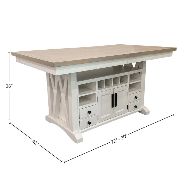 House Americana Modern Dining 72 In. Island Counter-Height Extendable Dining Table