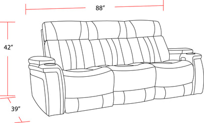 Living Royce - Fantom Brown Power Reclining Sofa with Drop Down Console