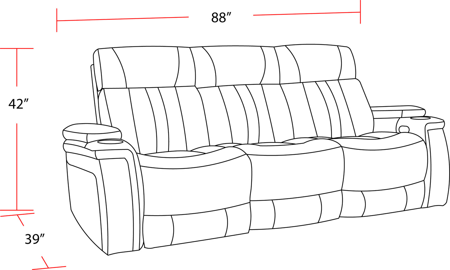 Living Royce - Fantom Ivory Power Reclining Sofa with Drop Down Console