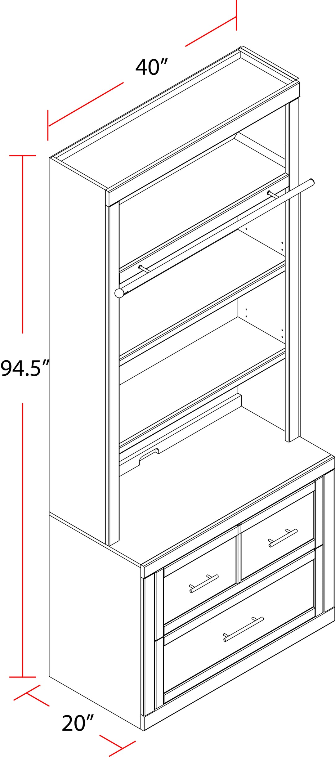 House Catalina 40 In. Lateral File and Hutch