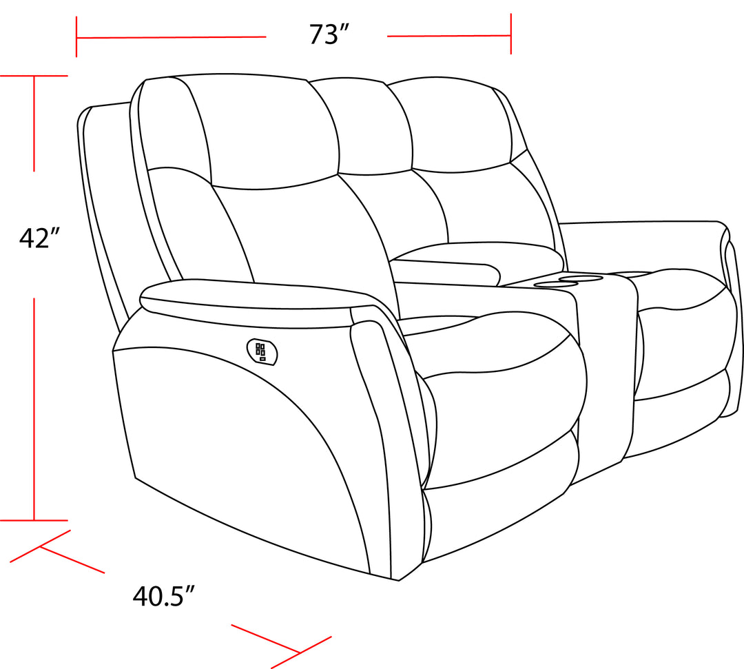 Living Linus - Hudson Grey Zero Gravity Power Reclining Console Loveseat