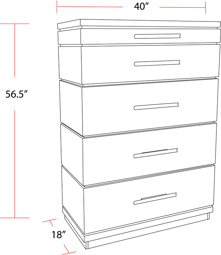 House Pure Modern Bedroom 5 Drawer Chest