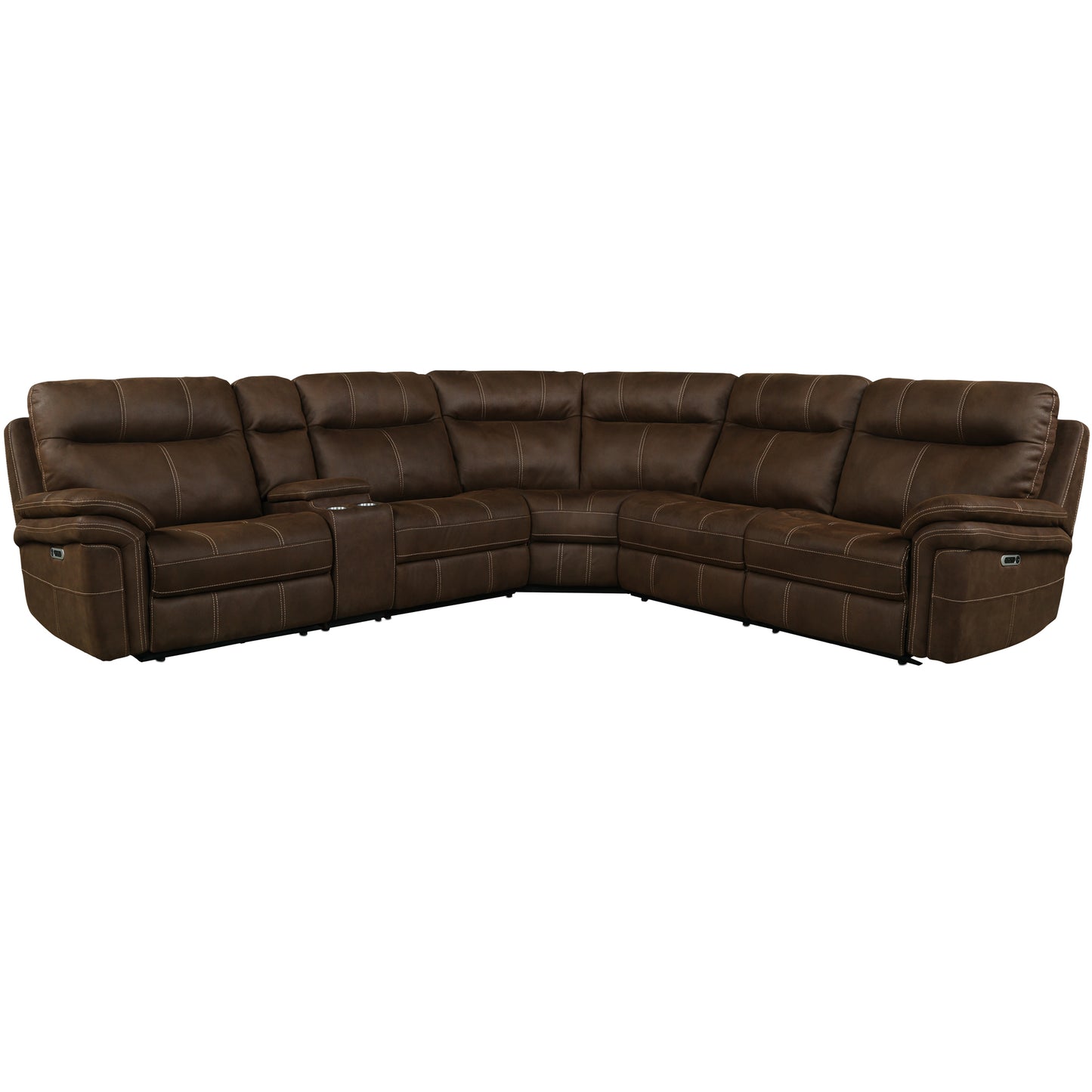 Living Mason - Dark Kahlua 6 Piece Modular Power Reclining Sectional with Power Adjustable Headrests