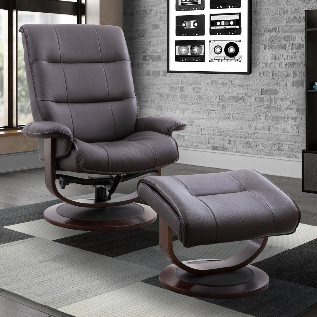 Living Knight - Chocolate Manual Reclining Swivel Chair and Ottoman