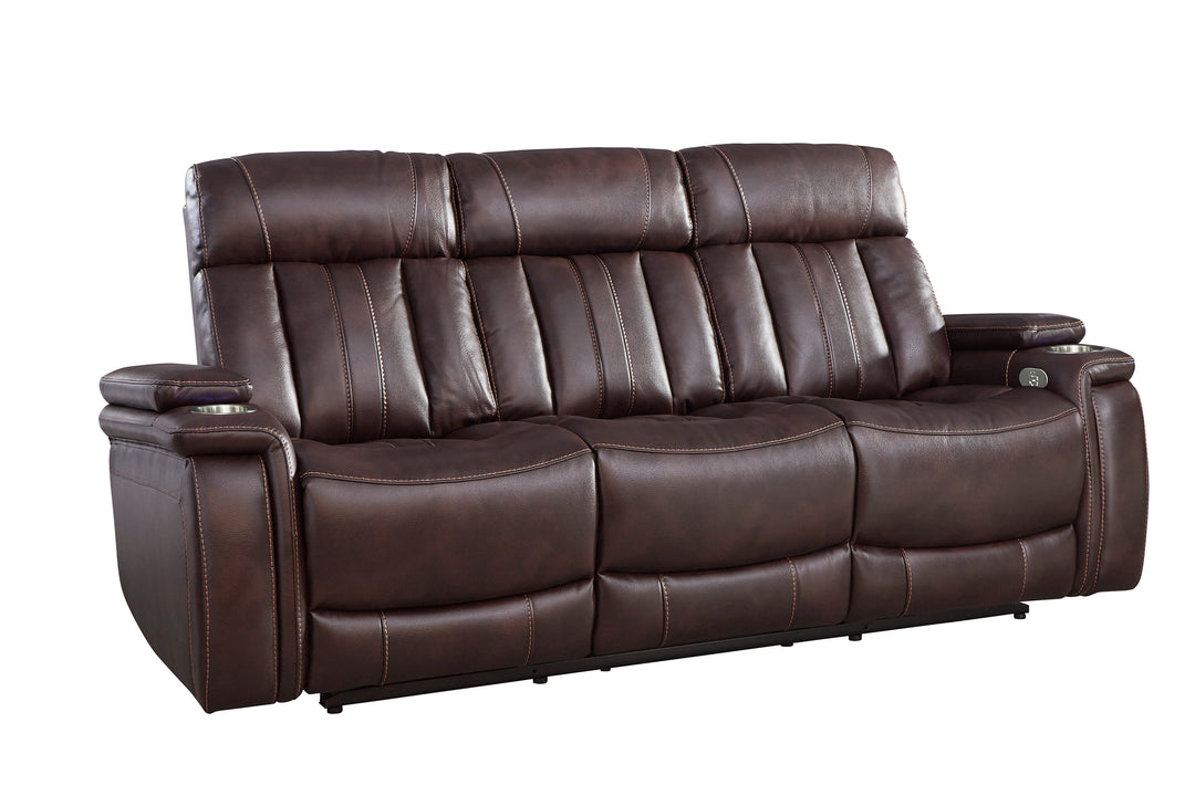 Living Royce - Fantom Brown Power Reclining Sofa with Drop Down Console