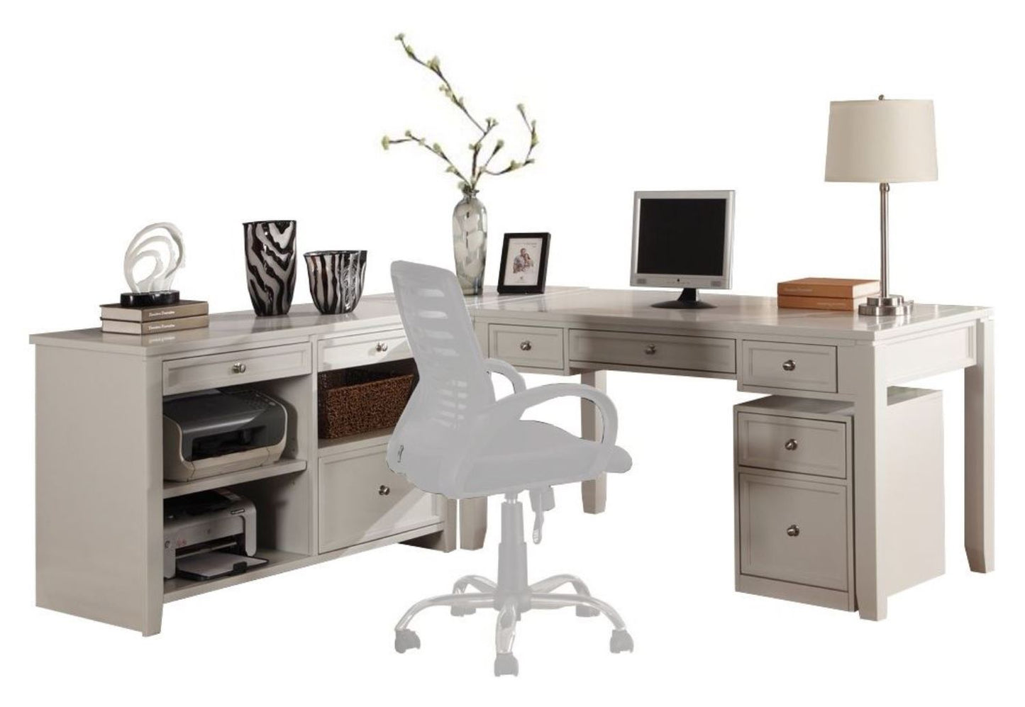 House Boca L Shape Desk with Credenza and Lateral File