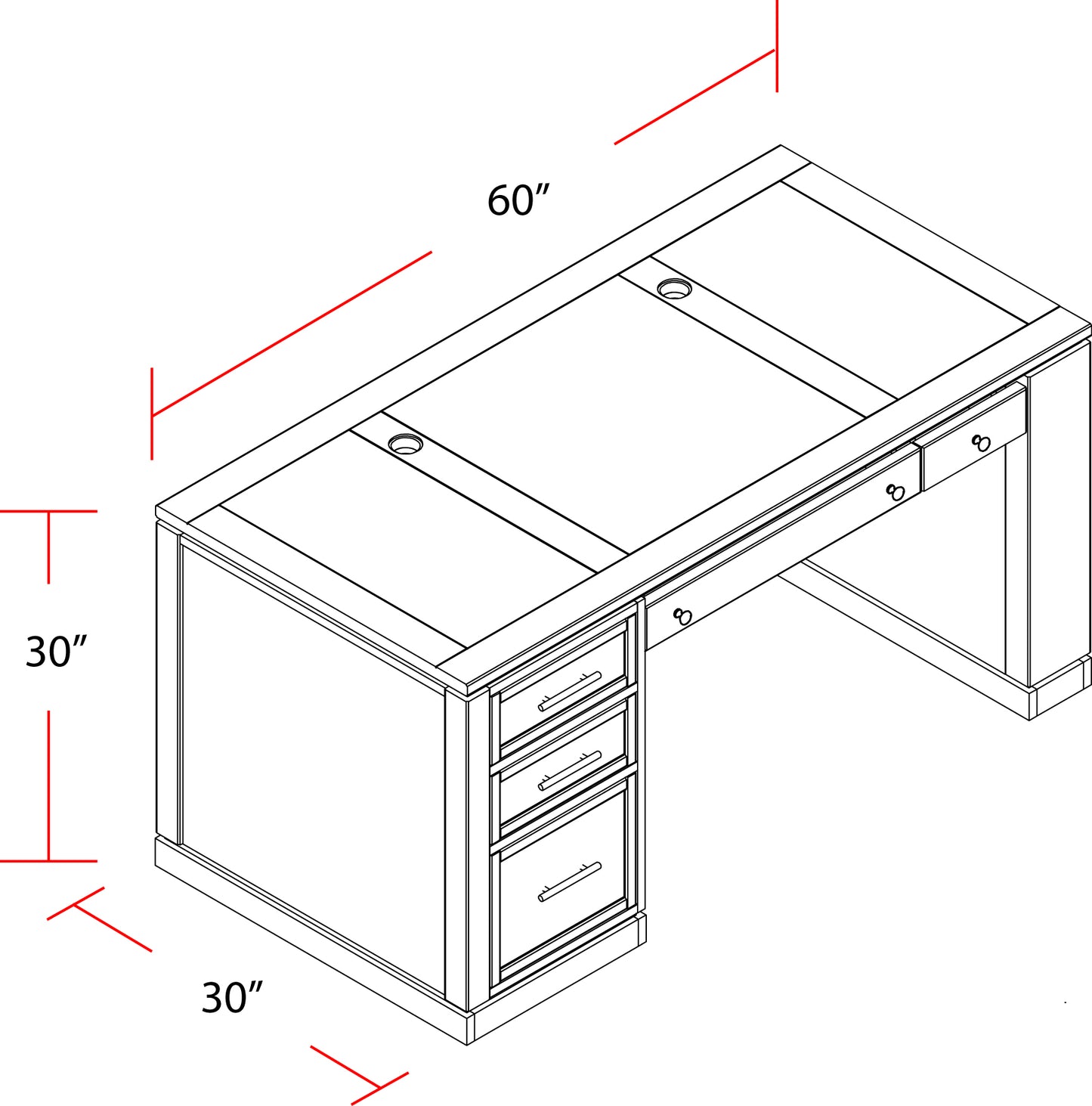 House Catalina 60 In. Writing Desk with Power Center and USB