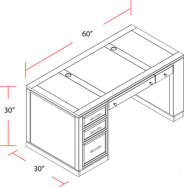 House Catalina 60 In. Writing Desk with Power Center and USB