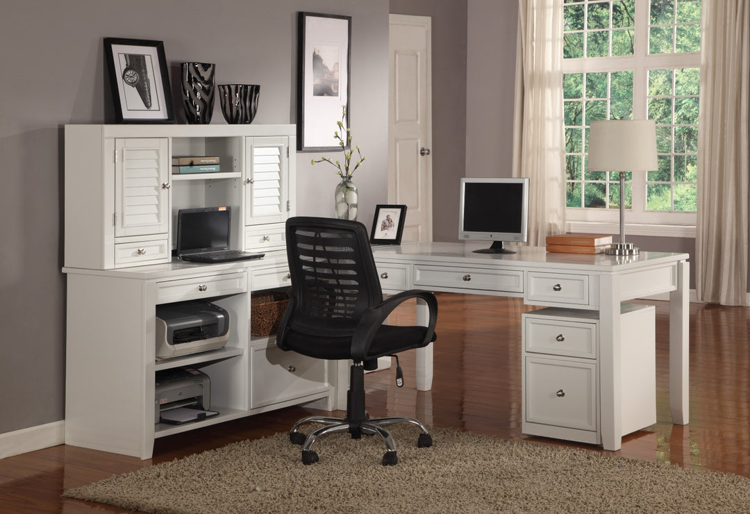 House Boca L Shape Desk with File Credenza and Hutch