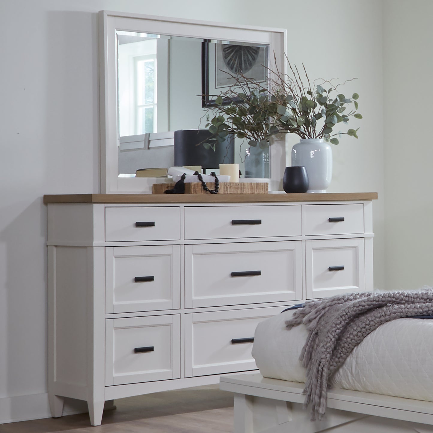 House Americana Modern Bedroom 9 Drawer Dresser and Mirror