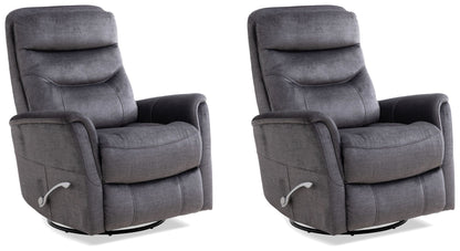 Living Gemini - Capri Charcoal Swivel Glider Recliner Two Pack