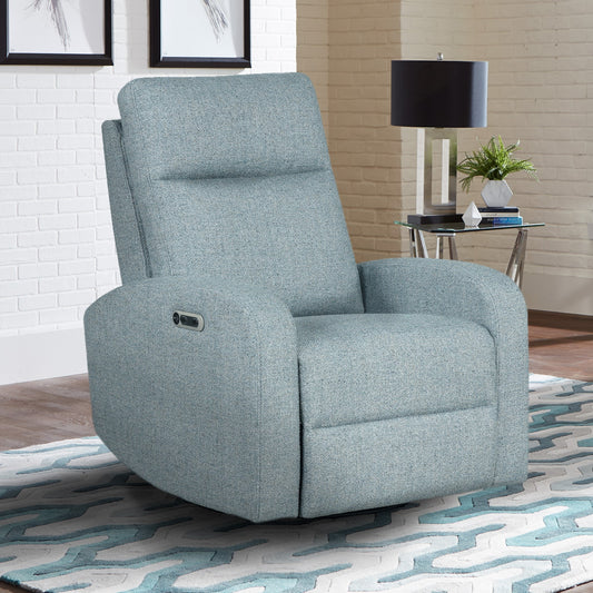 Living Thriller - Natural Beauty Blue Power Swivel Glider Recliner