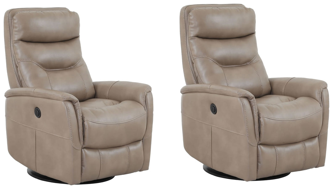 Living Gemini - Linen Power Swivel Glider Recliner Two Pack