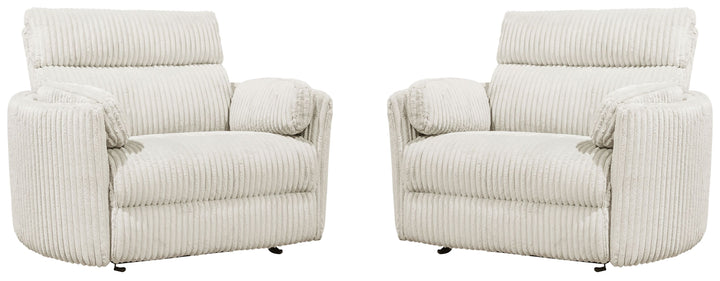 Living Radius Xl - Mega Ivory Extra Wide Power Glider Recliner Two Pack