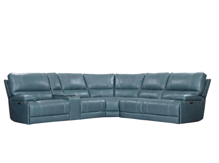 Living Whitman - Verona Azure - Powered By Freemotion 6 Piece Modular Power Reclining Sectional with Power Adjustable Headrests