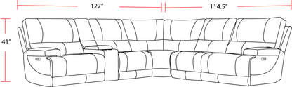 Living Whitman - Verona Coffee - Powered By Freemotion 6 Piece Modular Power Reclining Sectional with Power Adjustable Headrests