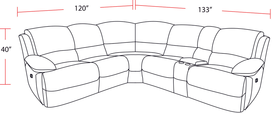 Living Gladiator - Cobalt 6 Piece Modular Power Reclining Sectional with Power Adjustable Headrests