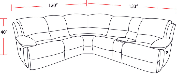 Living Gladiator - Sky 6 Piece Modular Power Reclining Sectional with Power Adjustable Headrests