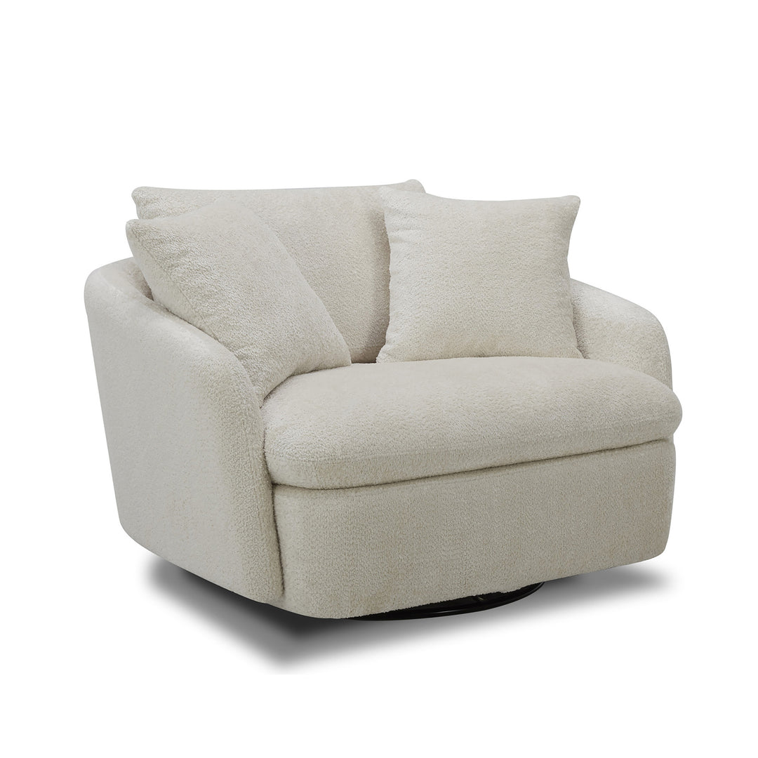 Living Boomer - Utopia Sand Large Swivel Chair with 2 Toss Pillows