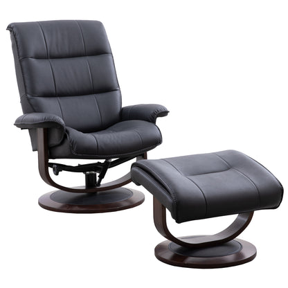 Living Knight - Black Manual Reclining Swivel Chair and Ottoman