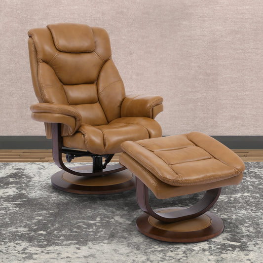 Living Monarch - Butterscotch Manual Reclining Swivel Chair and Ottoman