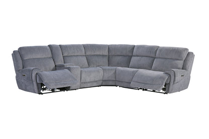 Living Spencer - Tide Graphite 6 Piece Modular Power Reclining Sectional with Power Adjustable Headrests