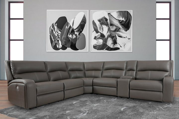 Living Polaris - Haze 6 Piece Modular Power Reclining Sectional with Power Adjustable Headrests