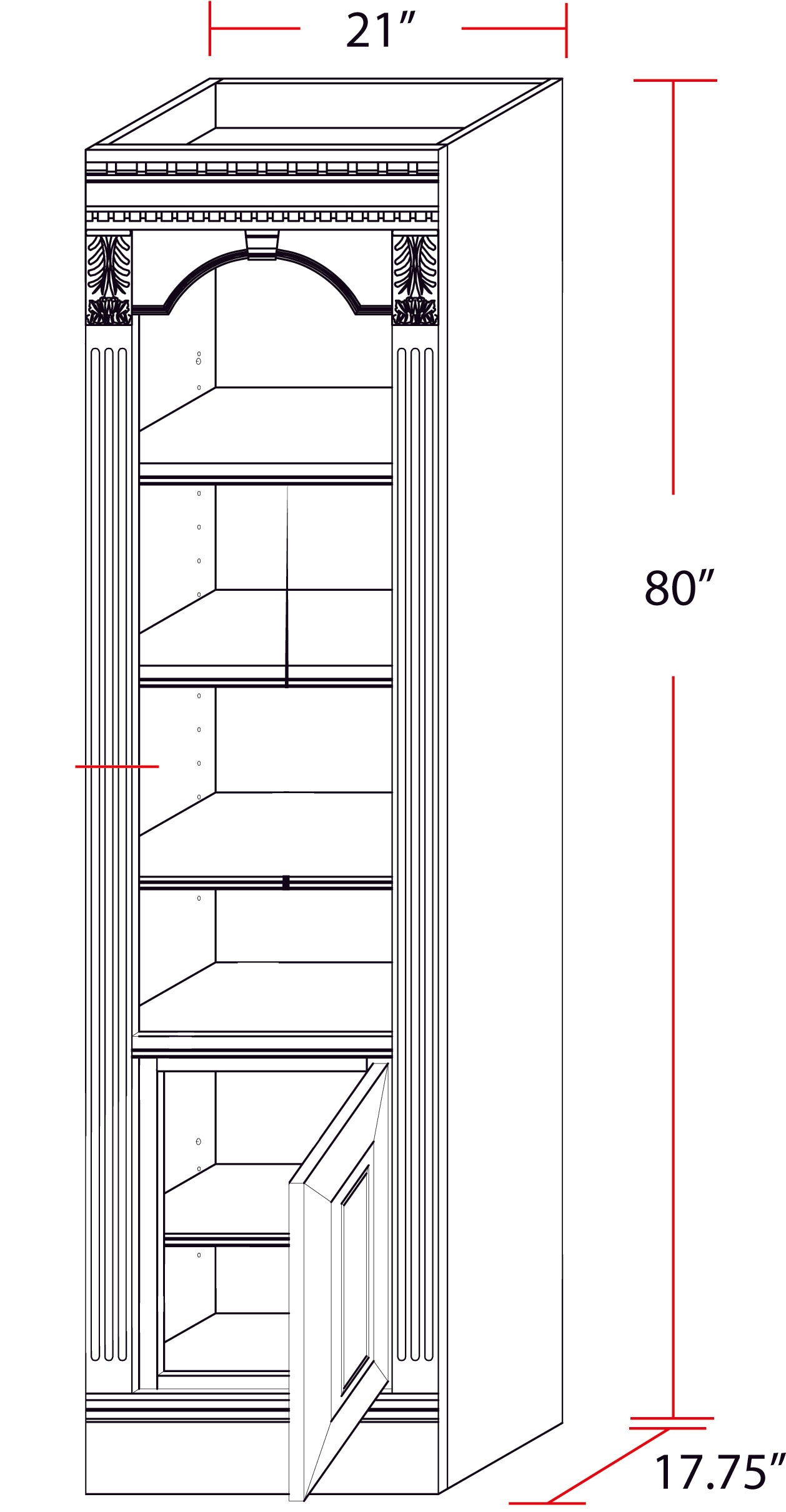 House Huntington 21 In. Open Top Bookcase