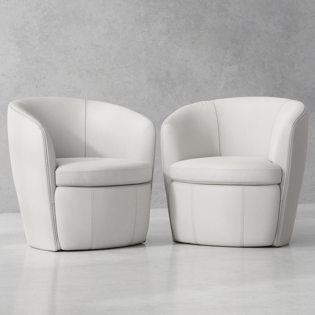 Parker Living Barolo - Snow 100% Italian Leather Swivel Club Chair Two Pack