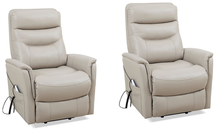 Living Gemini - Softy Ivory Power Lift Recliner with Articulating Headrest Two Pack