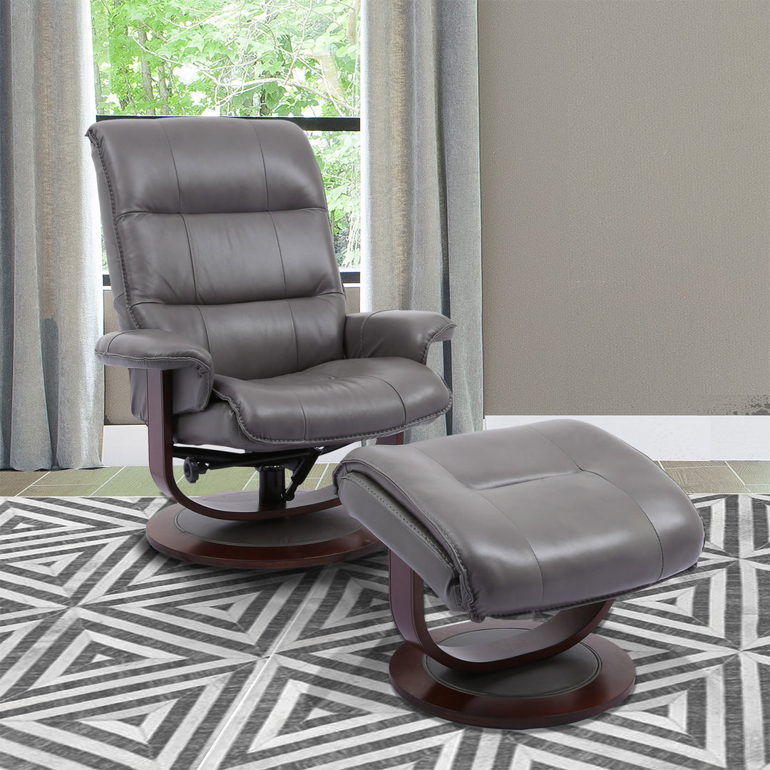 Parker Living Knight - Ice Manual Reclining Swivel Chair and Ottoman