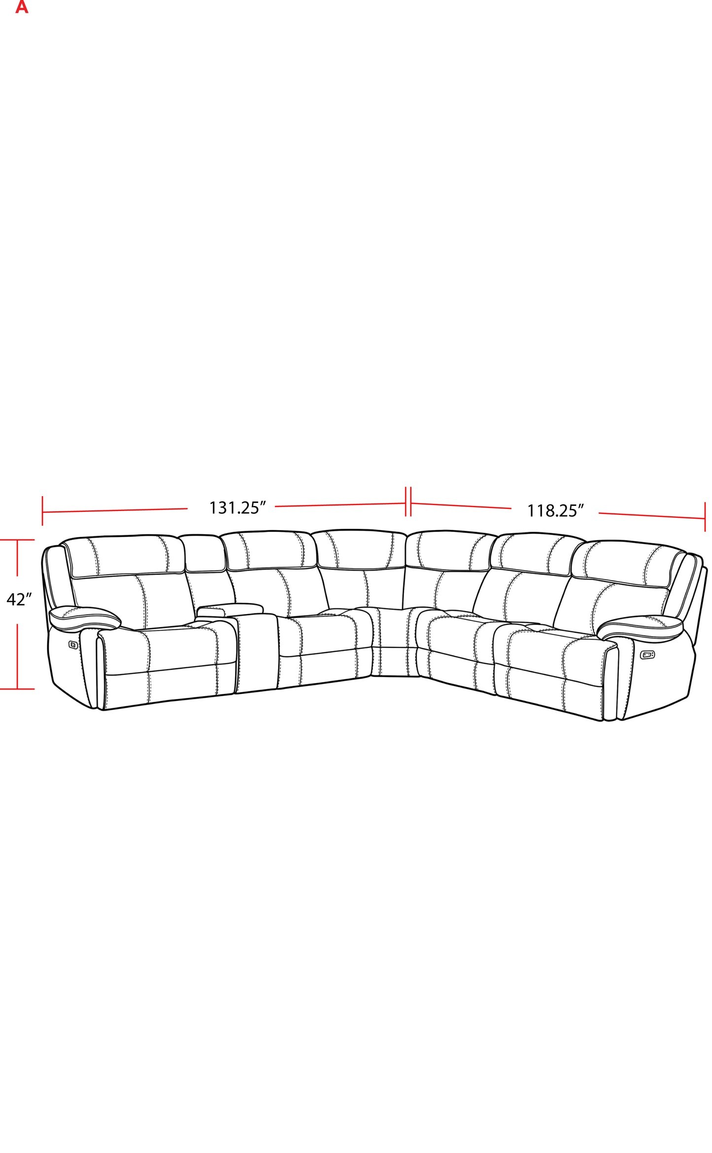 Living Eclipse - Florence Brown 6 Piece Modular Power Reclining Sectional with Power Adjustable Headrests