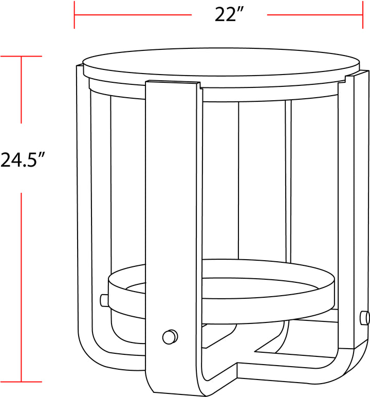 House Escape Round End Table with Shelf