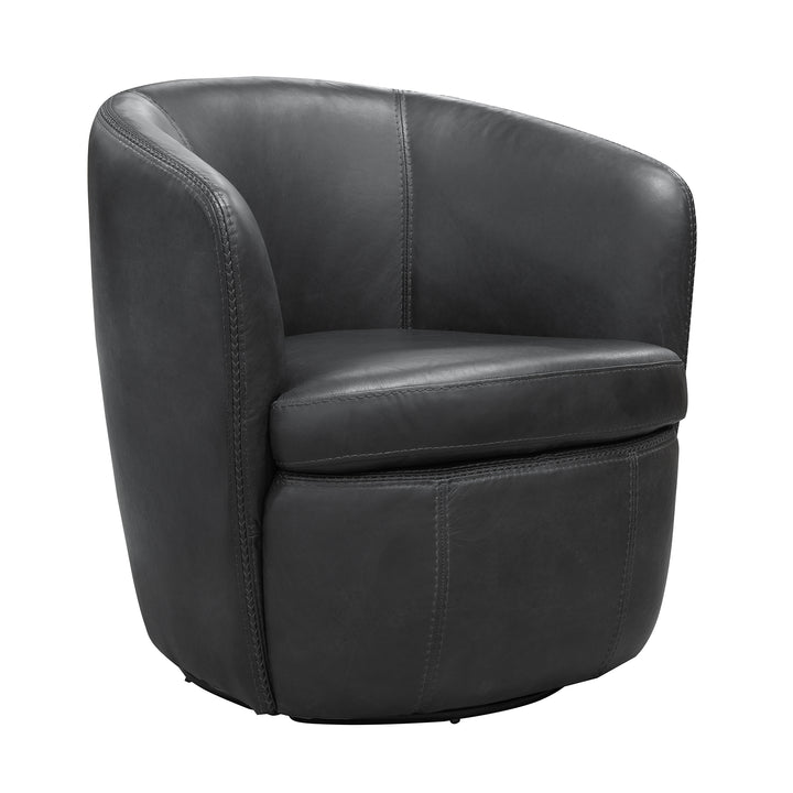 Living Barolo - Vintage Slate 100% Italian Leather Swivel Club Chair