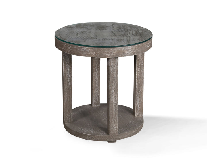 House Crossings Serengeti Round Glass Top End Table