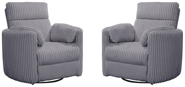 Living Radius - Mega Grey Power Swivel Glider Recliner Two Pack